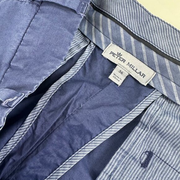 Peter Millar Blue Shorts Men's Size 36 Flat Front Golf Casual Cotton Blend - Picture 7 of 10